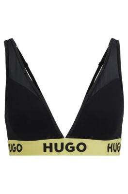 Shop Hugo Stretch-modal Triangle Bra With Logo Waistband In Black