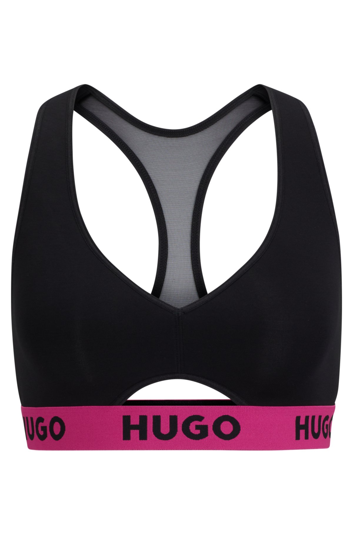 HUGO - Stretch-jersey racer-back bralette with branded waistband