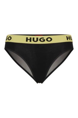 Shop Hugo Stretch-modal Briefs With Logo Waistband In Black