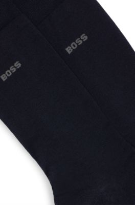 Two-pack of regular-length socks in stretch cotton, Dark Blue