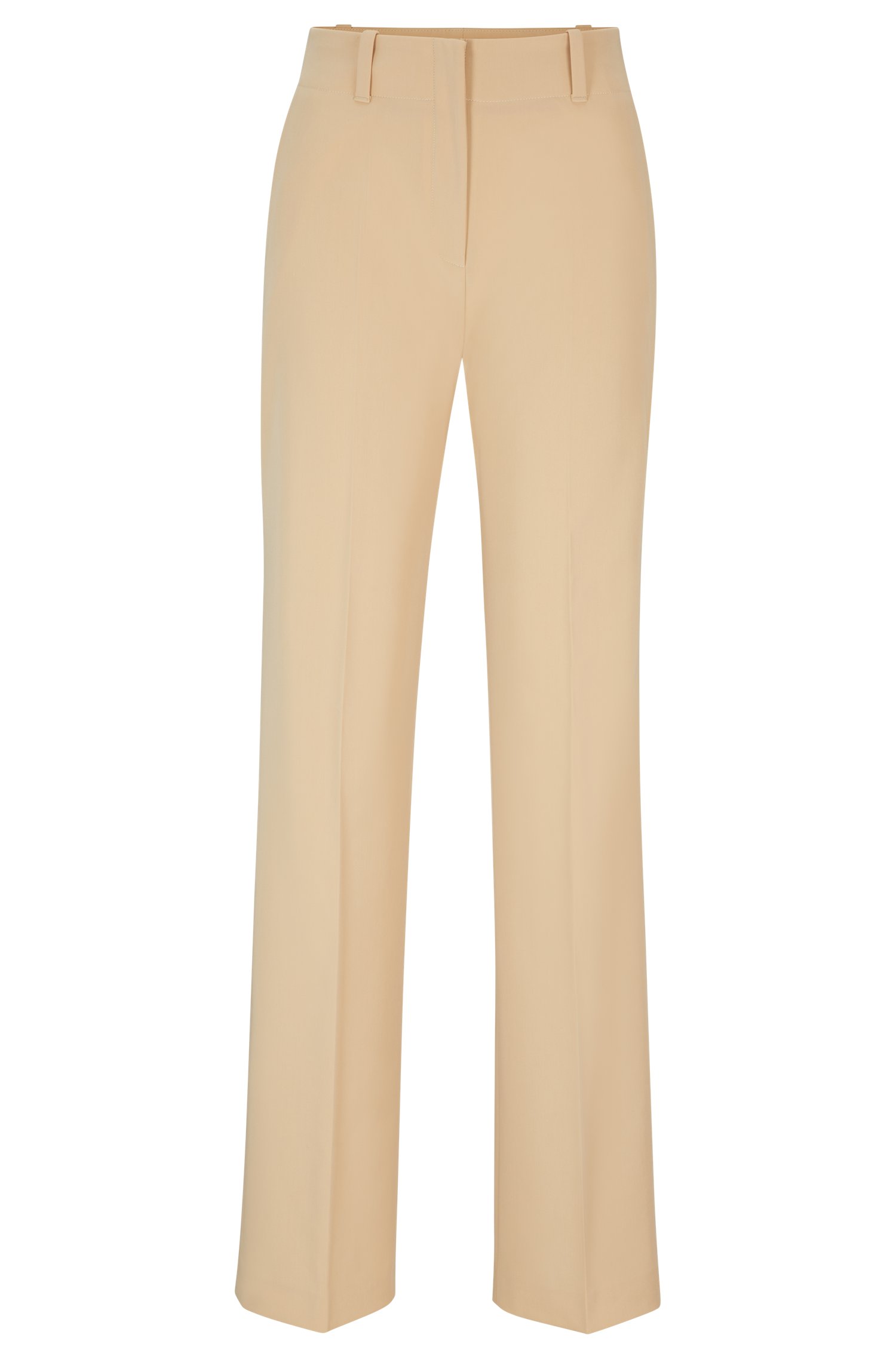 Regular-fit trousers stretch fabric with wide leg