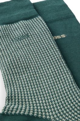 Lot de deux paires de chaussettes en coton m&eacute;lang&eacute;, Chaux