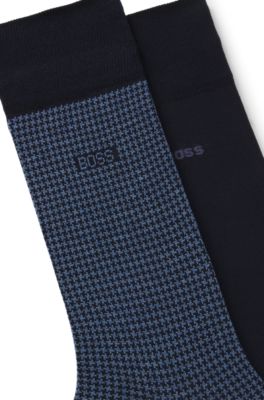 Lot de deux paires de chaussettes en coton m&eacute;lang&eacute;, Bleu fonc&eacute;