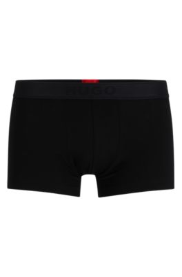 HUGO - Stretch-cotton trunks with flame logo and branded waistband