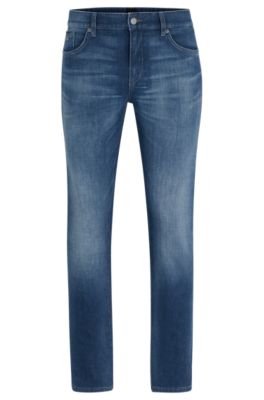 Shop Hugo Boss Slim-fit Jeans In Blue Italian Cashmere-touch Denim