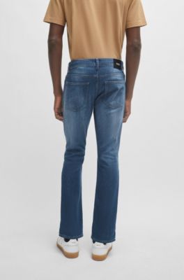 BOSS - Slim-fit jeans in blue Italian cashmere-touch denim
