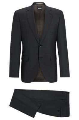 Shop Hugo Boss Regular-fit Suit In Micro-patterned Wool In Grey