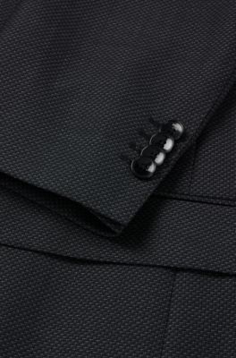 Traje regular fit en lana virgen con microestampado, Gris