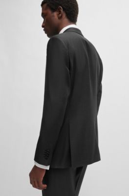 Traje regular fit en lana virgen con microestampado, Gris