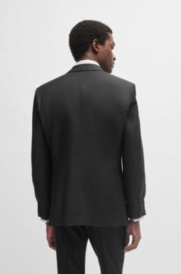 Traje regular fit en lana virgen con microestampado, Gris