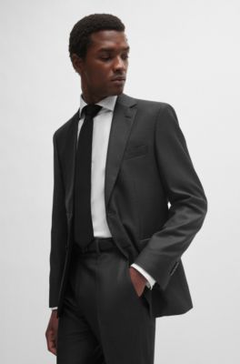 Traje regular fit en lana virgen con microestampado, Gris