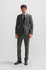 Slim-fit suit in checked stretch wool, Silver