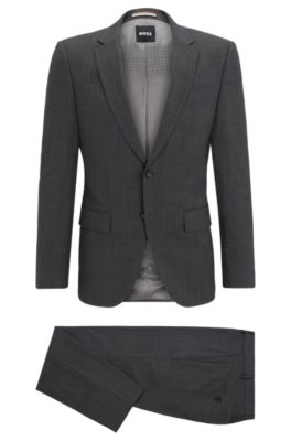 Hugo Boss Slim-fit Suit In Micro-patterned Stretch Cloth In Light Grey