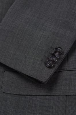 Traje slim fit de pa&ntilde;o el&aacute;stico con microestampado, Gris claro