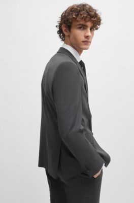 Traje slim fit de pa&ntilde;o el&aacute;stico con microestampado, Gris claro