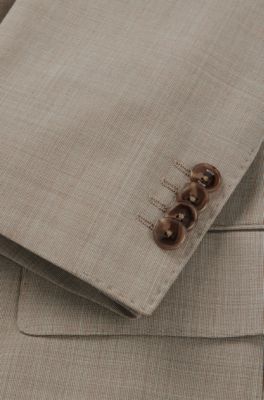 Traje slim fit de pa&ntilde;o el&aacute;stico con microestampado, Beige