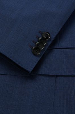 Traje slim fit de pa&ntilde;o el&aacute;stico con microestampado, Azul oscuro