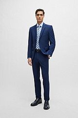 Slim-fit suit in micro-patterned stretch cloth, Dark Blue