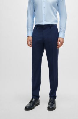 Traje slim fit de pa&ntilde;o el&aacute;stico con microestampado, Azul oscuro