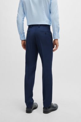 Traje slim fit de pa&ntilde;o el&aacute;stico con microestampado, Azul oscuro
