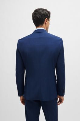Traje slim fit de pa&ntilde;o el&aacute;stico con microestampado, Azul oscuro