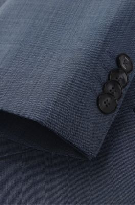 Traje slim fit de pa&ntilde;o el&aacute;stico con microestampado, Azul