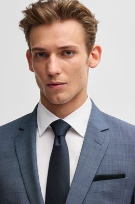 Traje slim fit de pa&ntilde;o el&aacute;stico con microestampado, Azul