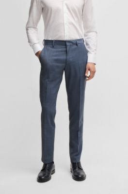 Traje slim fit de pa&ntilde;o el&aacute;stico con microestampado, Azul