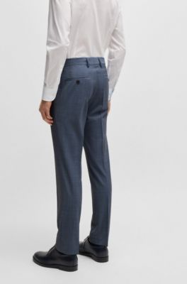 Traje slim fit de pa&ntilde;o el&aacute;stico con microestampado, Azul