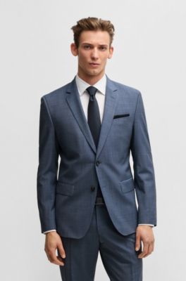 Traje slim fit de pa&ntilde;o el&aacute;stico con microestampado, Azul