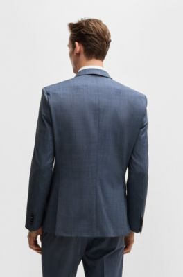 Traje slim fit de pa&ntilde;o el&aacute;stico con microestampado, Azul