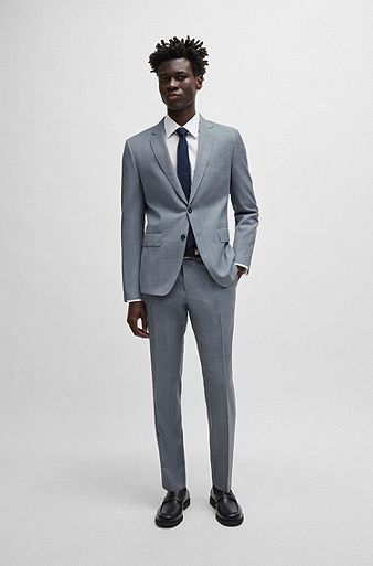 Slim-fit tuxedo suit in a melange wool blend