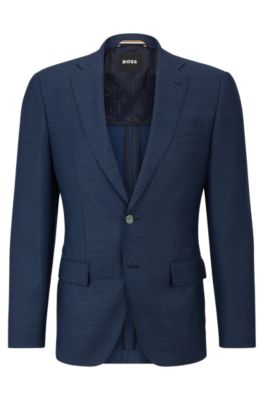 Shop Hugo Boss Slim-fit Jacket In Wool Twill In Light Blue