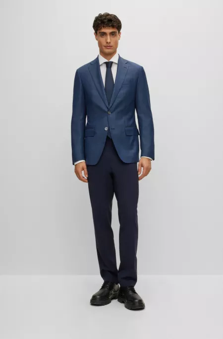 Slim-fit jacket in wool twill