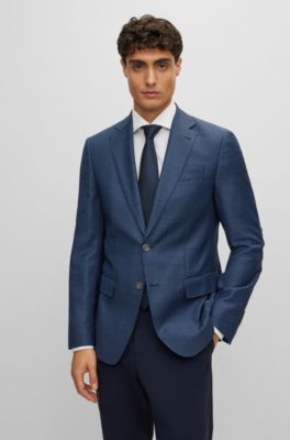 Veste Slim Fit en twill de laine vierge, bleu clair