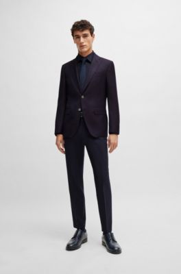 Chaqueta slim fit de sarga de lana virgen, Rojo oscuro