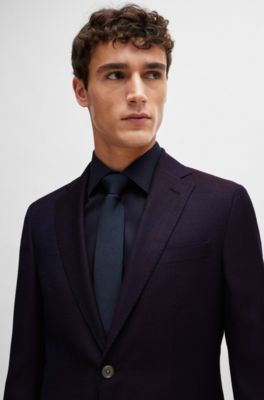 Chaqueta slim fit de sarga de lana virgen, Rojo oscuro