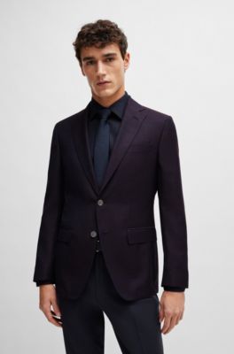 Chaqueta slim fit de sarga de lana virgen, Rojo oscuro