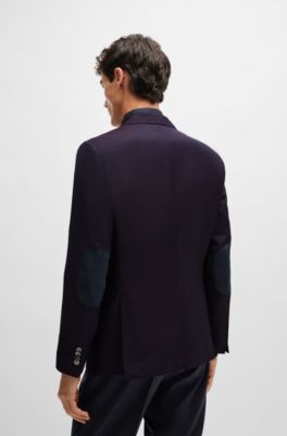 Chaqueta slim fit de sarga de lana virgen, Rojo oscuro