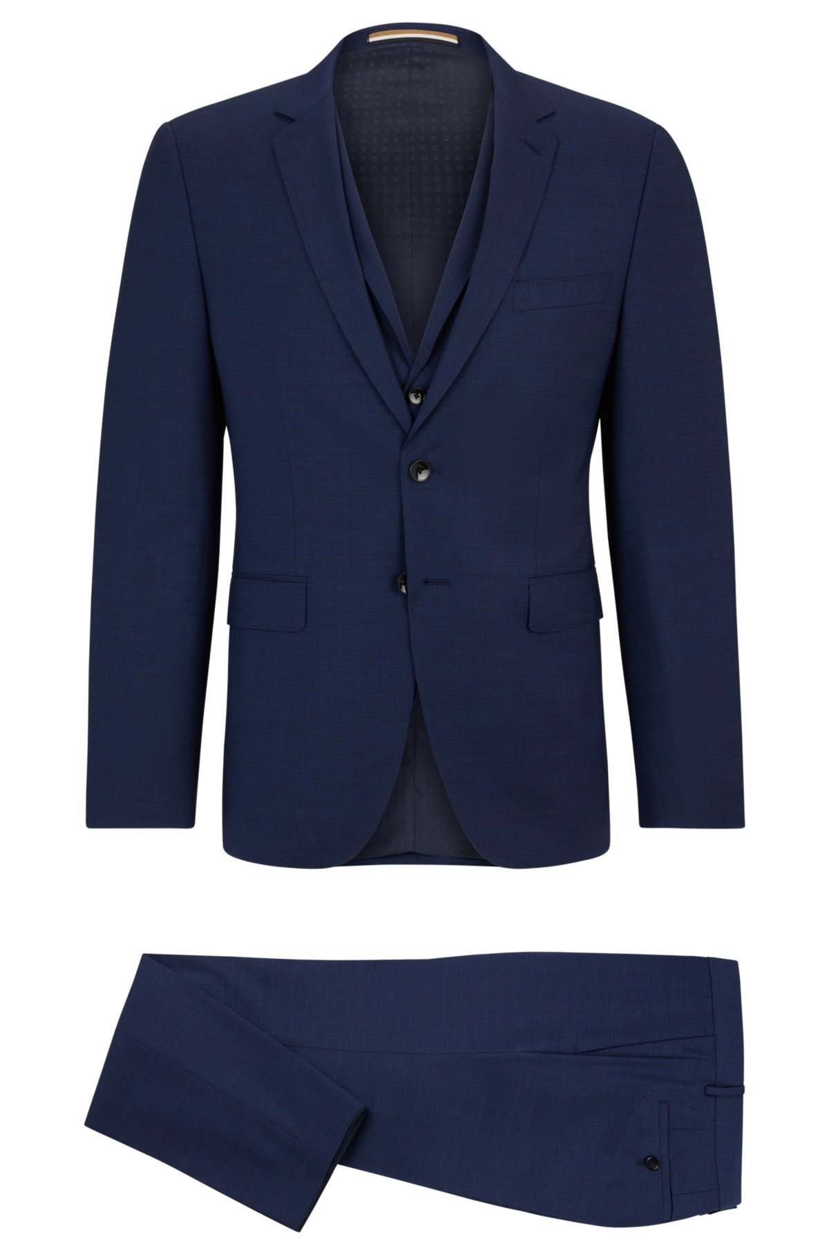 Extra-slim-fit suit in patterned stretch wool