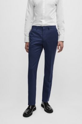 Traje extra slim fit de lana el&aacute;stica con estampado, Azul oscuro