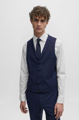 Traje extra slim fit de lana el&aacute;stica con estampado, Azul oscuro