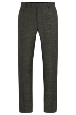 BOSS - Slim-fit trousers in a patterned wool blend