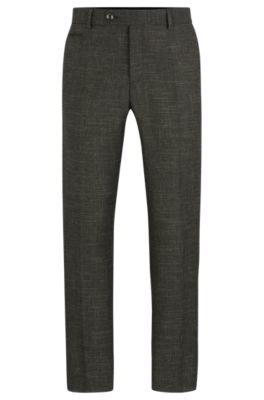 Slim-fit trousers in a patterned wool blend, Dark Green