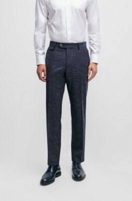 Slim-fit trousers in a patterned wool blend, Dark Blue