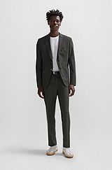 Slim-fit suit in micro-patterned virgin wool, Light Grey