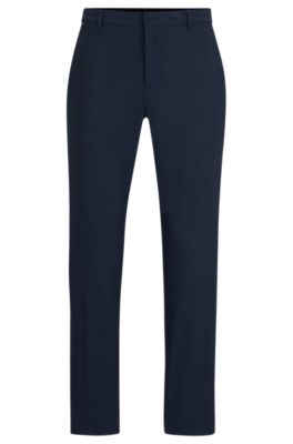 Pantalones slim fit de punto el&aacute;stico t&eacute;cnico con microdibujo, Azul oscuro