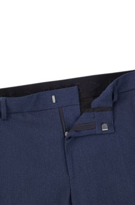 Pantalones slim fit de punto el&aacute;stico t&eacute;cnico con microdibujo, Azul oscuro