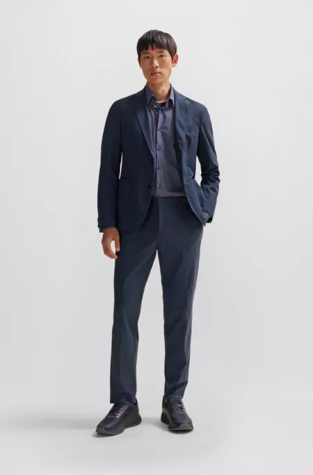Slim-fit trousers in micro-patterned performance-stretch jersey
