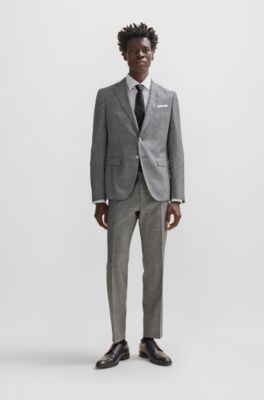 Slim-fit jacket in a patterned wool blend, Silver